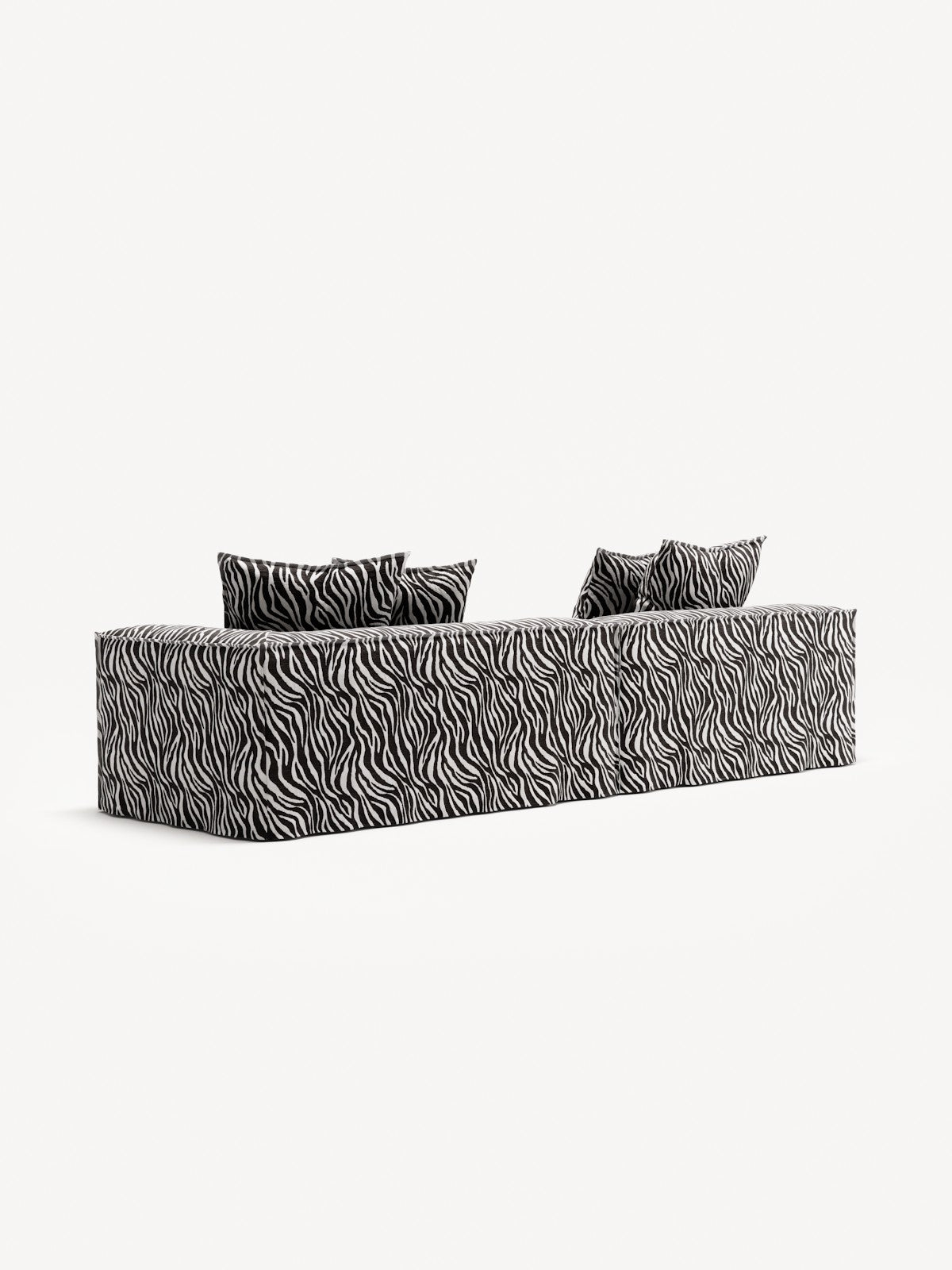 NOMAD - 3 Seat with open end - Left - Chenille Jacquard Zebra Black White