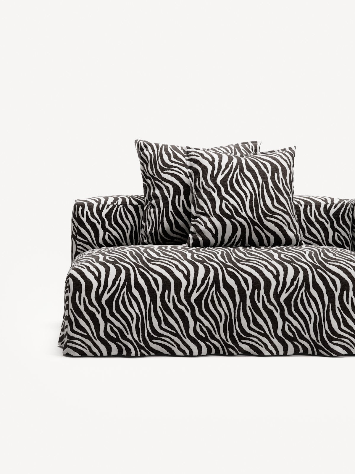 NOMAD - 3 Seat with open end - Left - Chenille Jacquard Zebra Black White