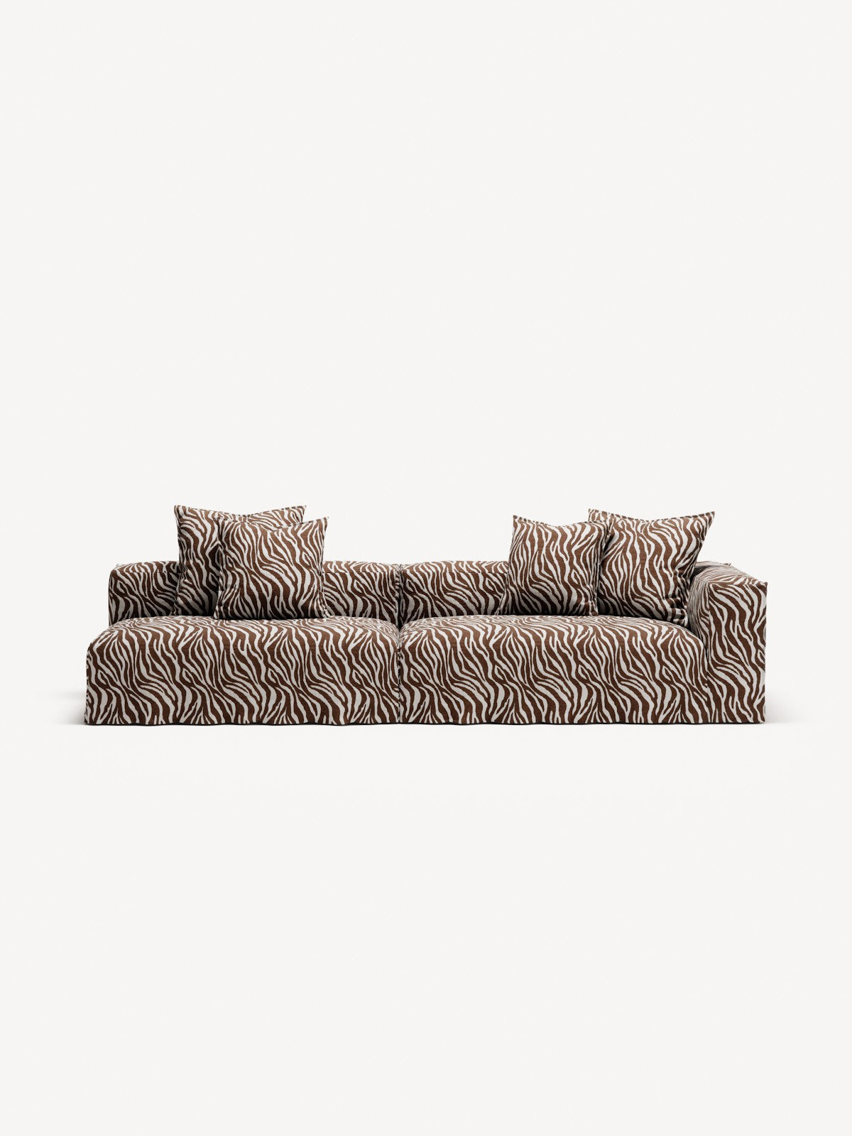NOMAD - 3 Seat with open end - Left - Chenille Jacquard Zebra Brown White