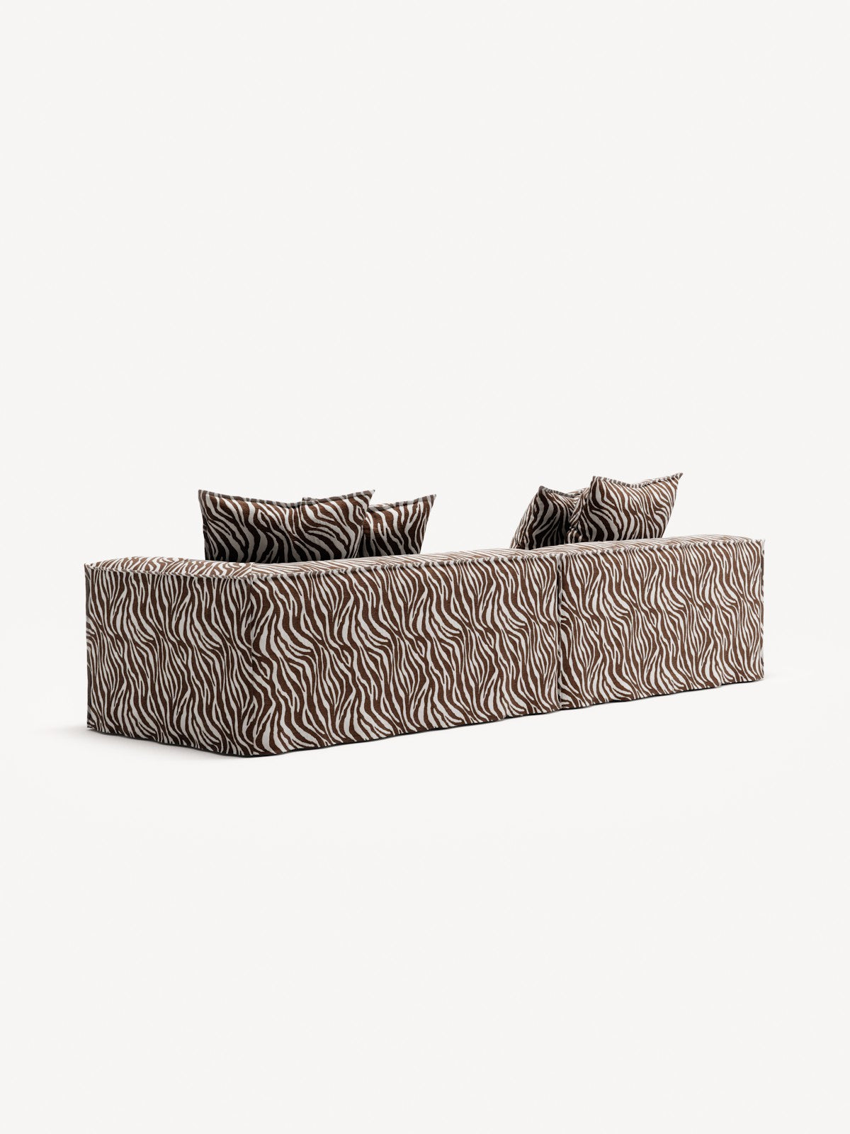 NOMAD - 3 Seat with open end - Left - Chenille Jacquard Zebra Brown White