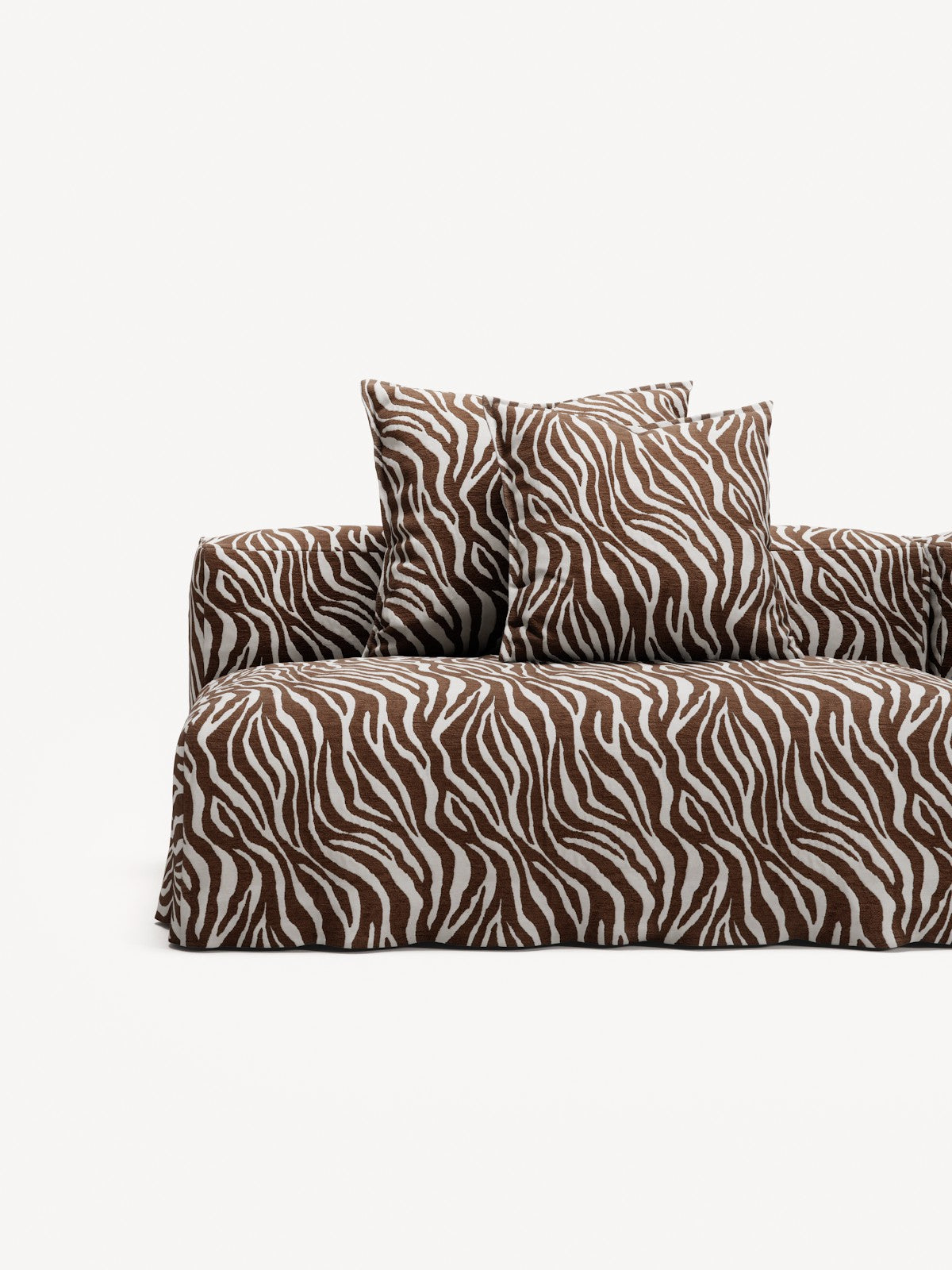 NOMAD - 3 Seat with open end - Left - Chenille Jacquard Zebra Brown White