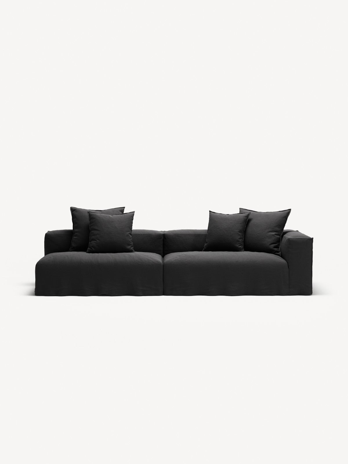 NOMAD - 3 Seat with open end - Left - Pure Linen Dark Charcoal