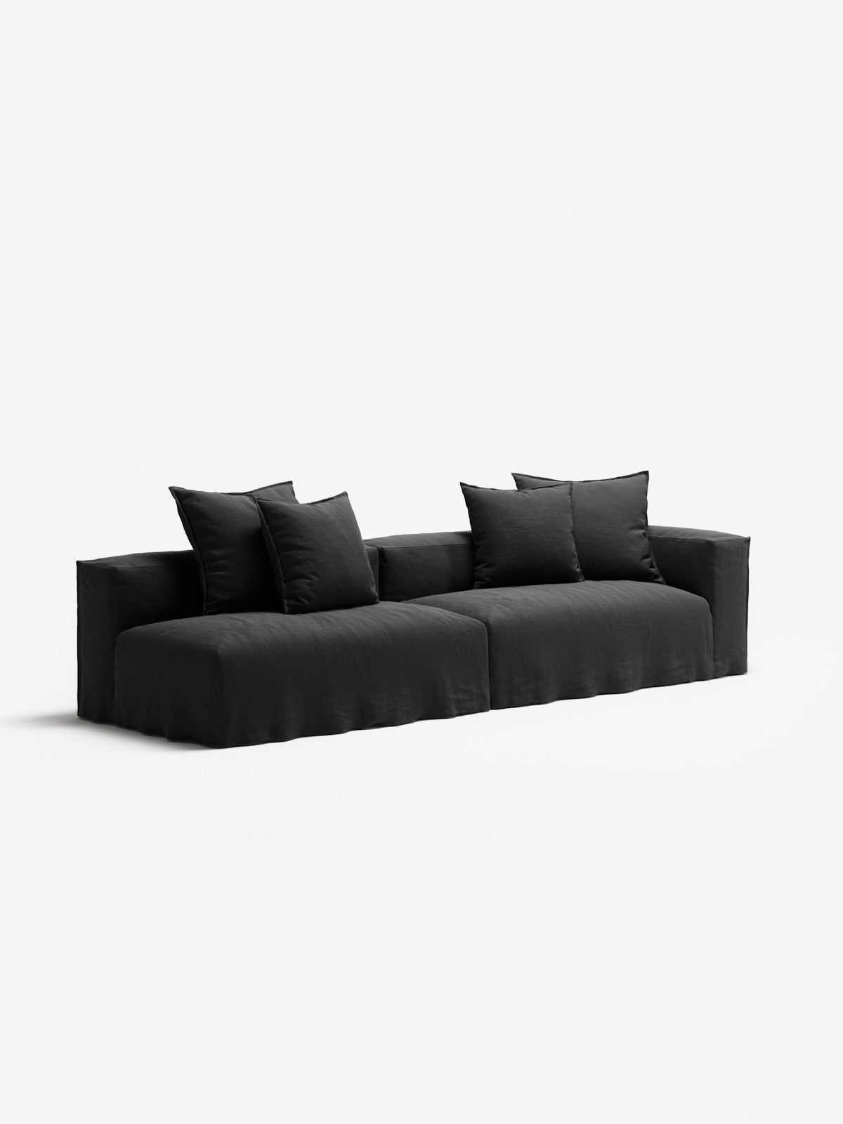NOMAD - 3 Seat with open end - Left - Pure Linen Dark Charcoal