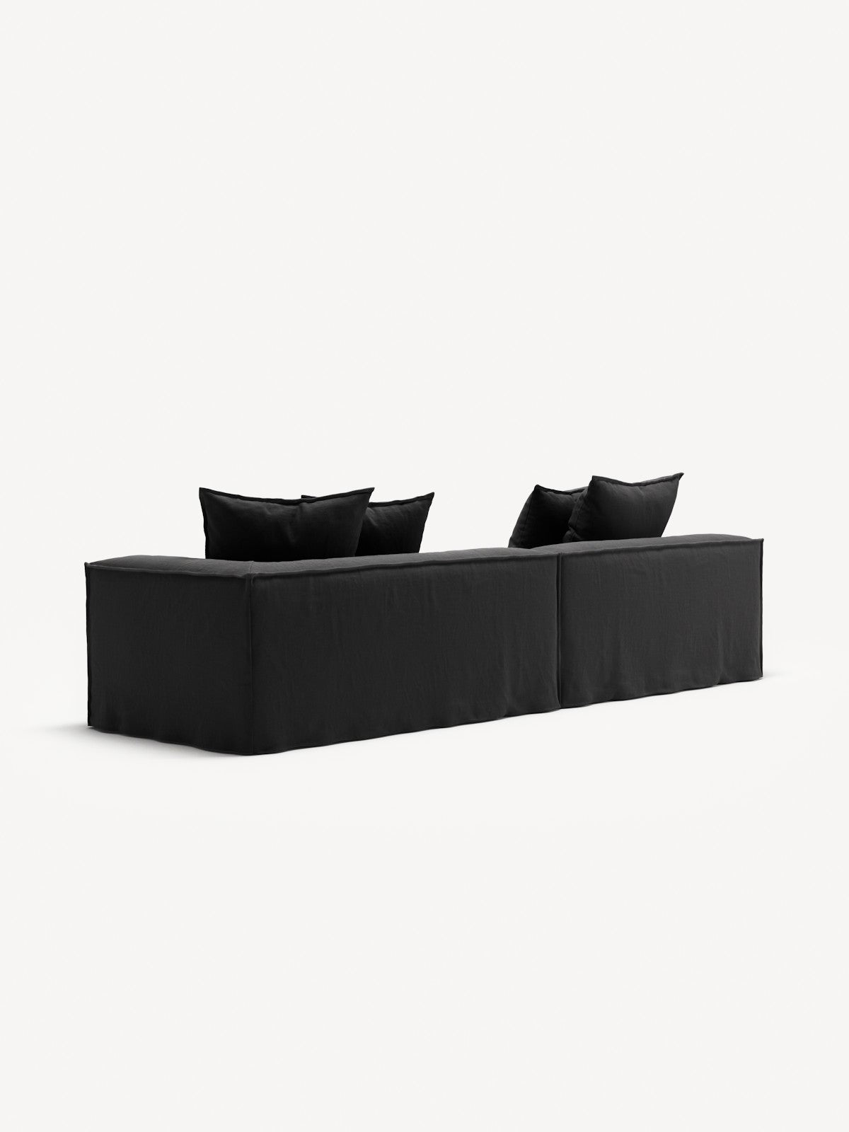 NOMAD - 3 Seat with open end - Left - Pure Linen Dark Charcoal