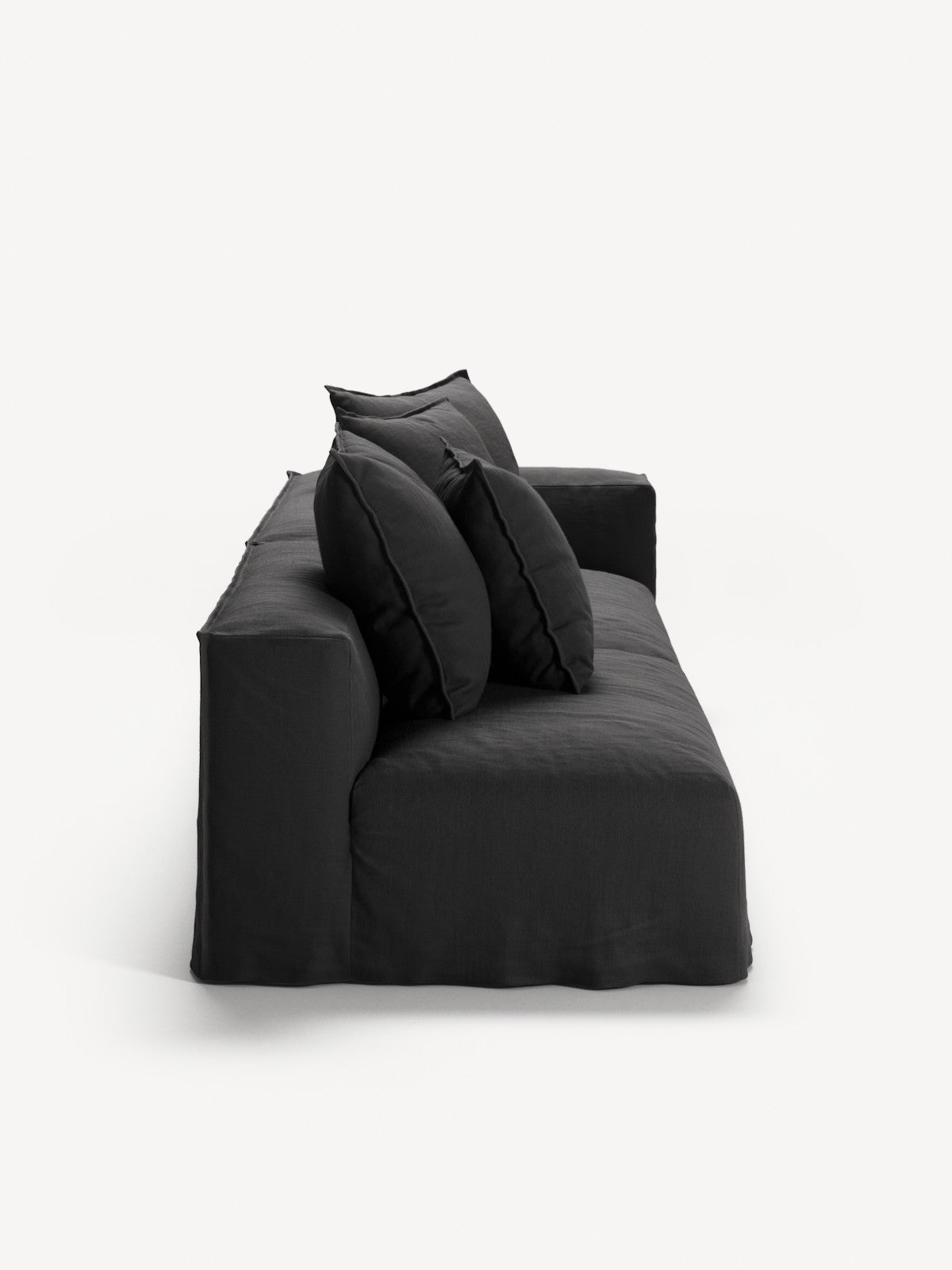 NOMAD - 3 Seat with open end - Left - Pure Linen Dark Charcoal