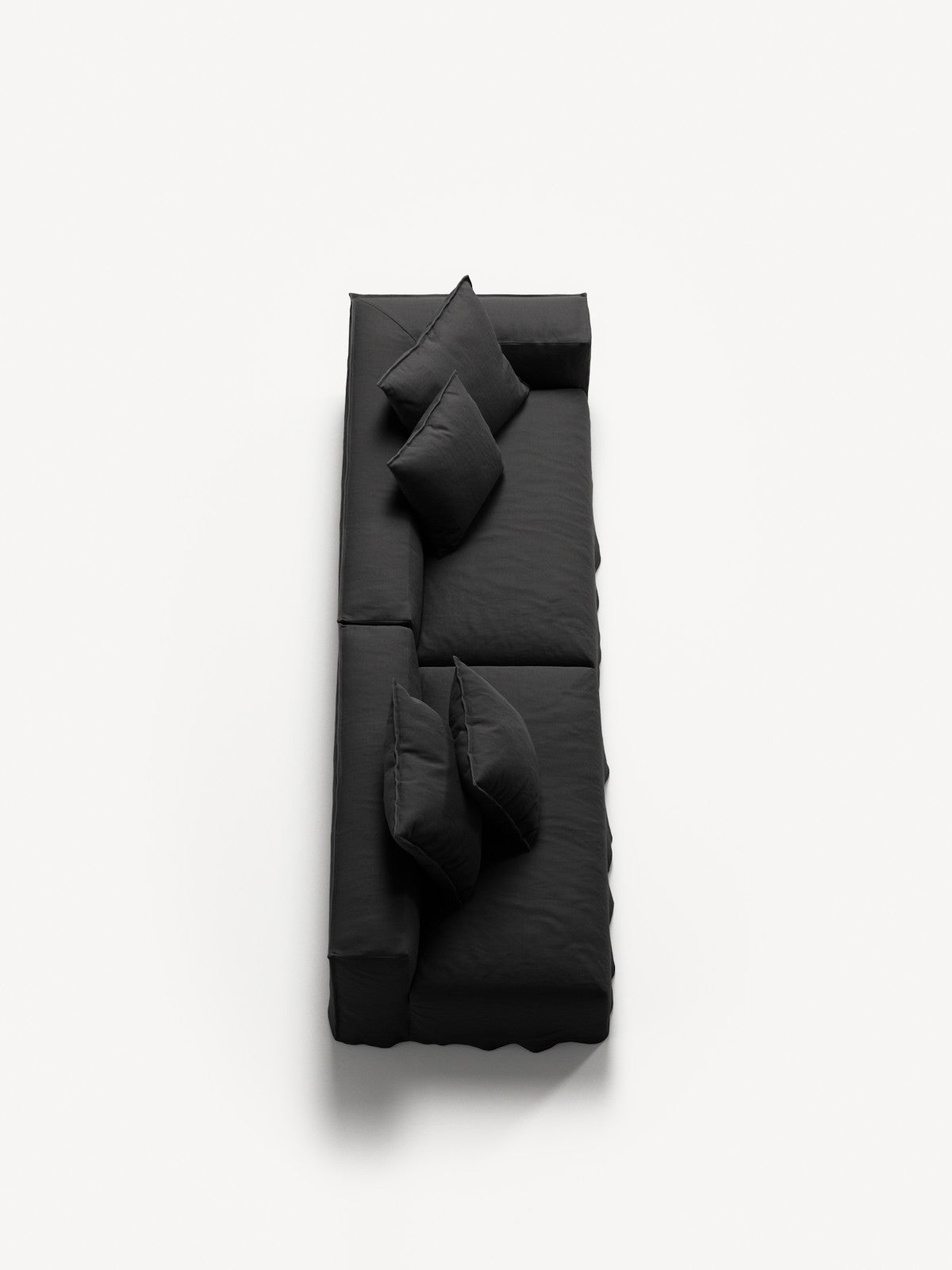 NOMAD - 3 Seat with open end - Left - Pure Linen Dark Charcoal