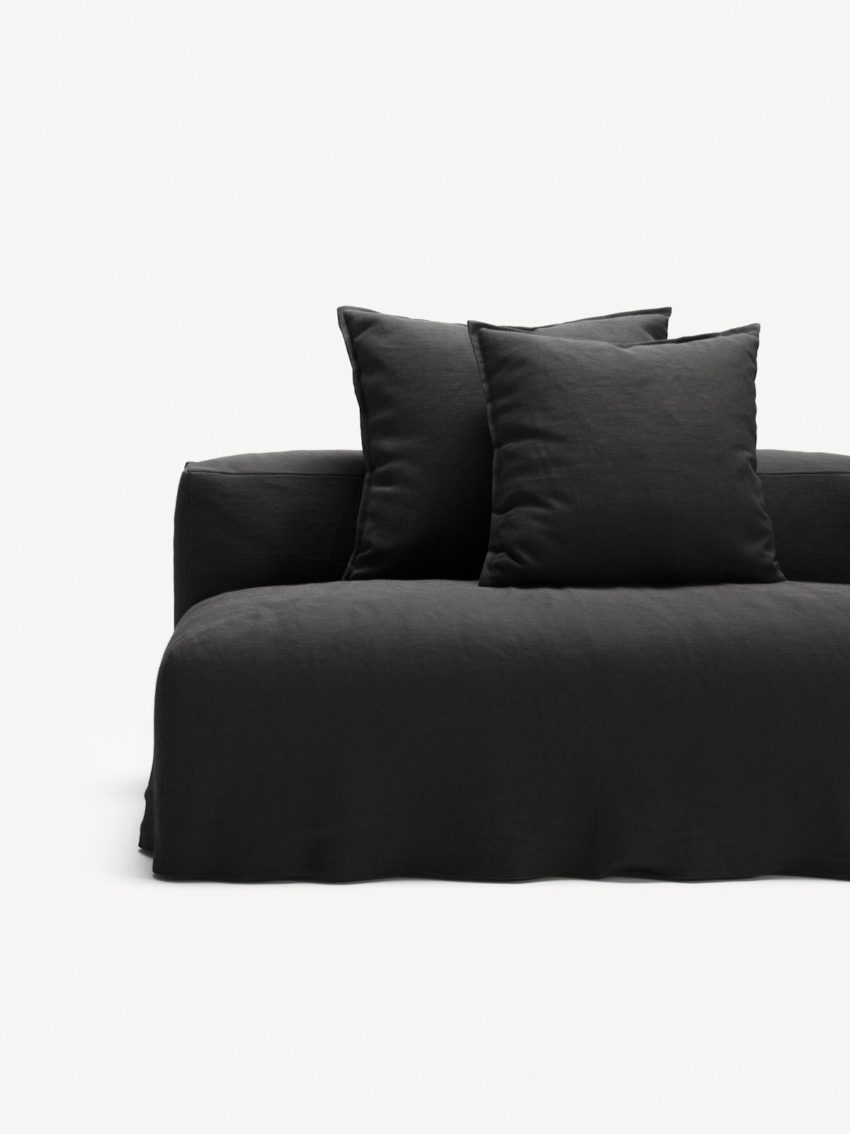 NOMAD - 3 Seat with open end - Left - Pure Linen Dark Charcoal