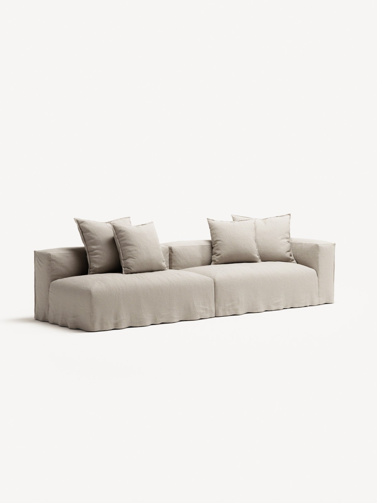 NOMAD - 3 Seat with open end - Left - Pure Linen Off-White