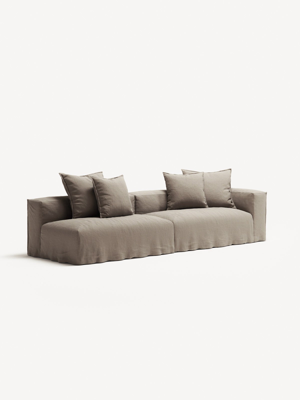 NOMAD - 3 Seat with open end - Left - Pure Linen Pale Gray