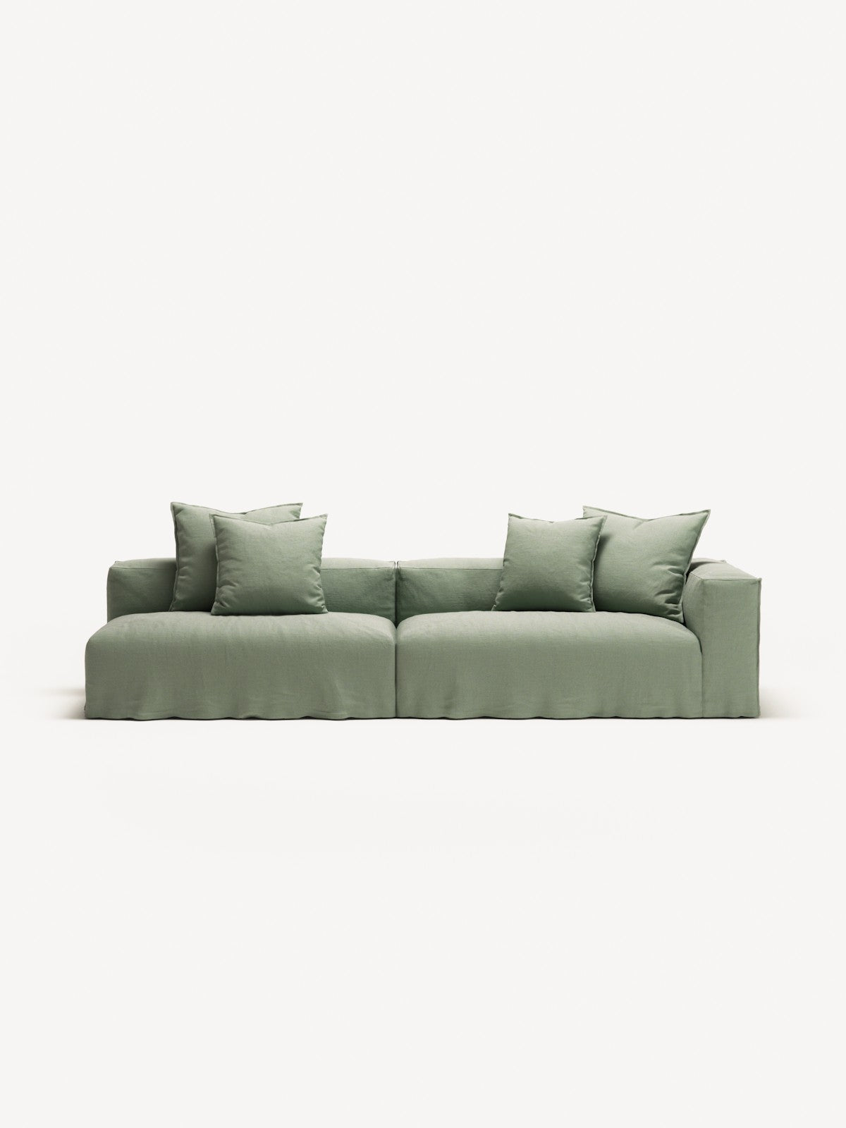 NOMAD - 3 Seat with open end - Left - Pure Linen Vivid Green