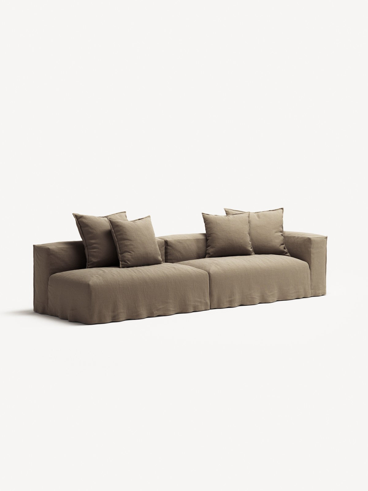 NOMAD - 3 Seat with open end - Left - Pure Linen Natural