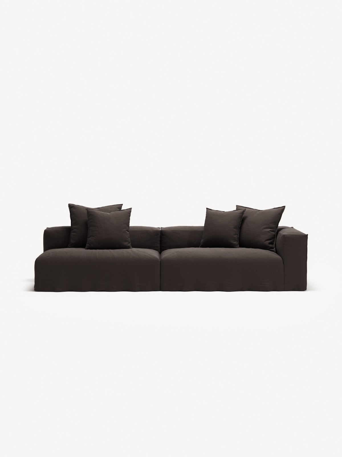 NOMAD - 3 Seat with open end - Left - Pure Linen Truffle Brown