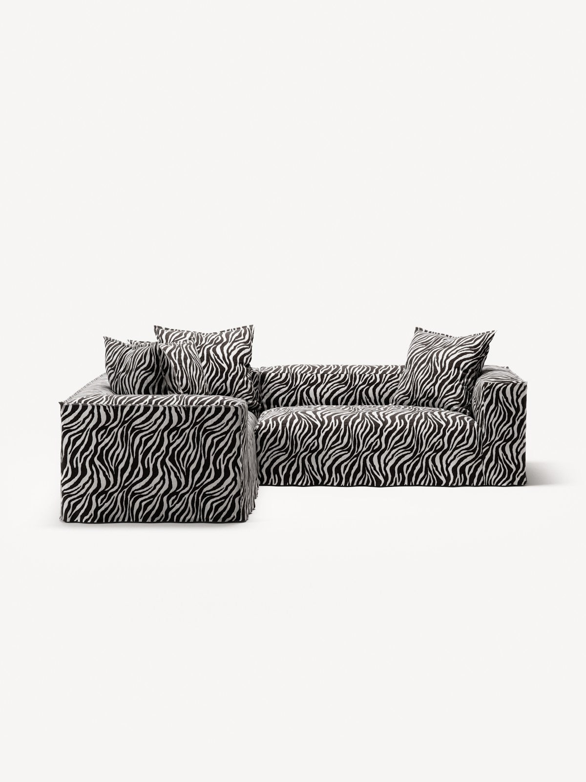 NOMAD - 4 Seat Corner - Left - Chenille Jacquard Zebra Black White