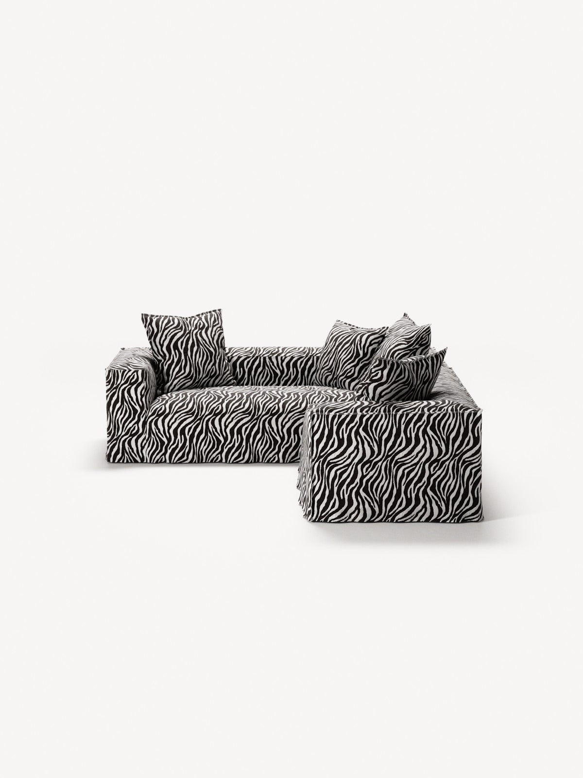 NOMAD - 4 Seat Corner - Left - Chenille Jacquard Zebra Black White