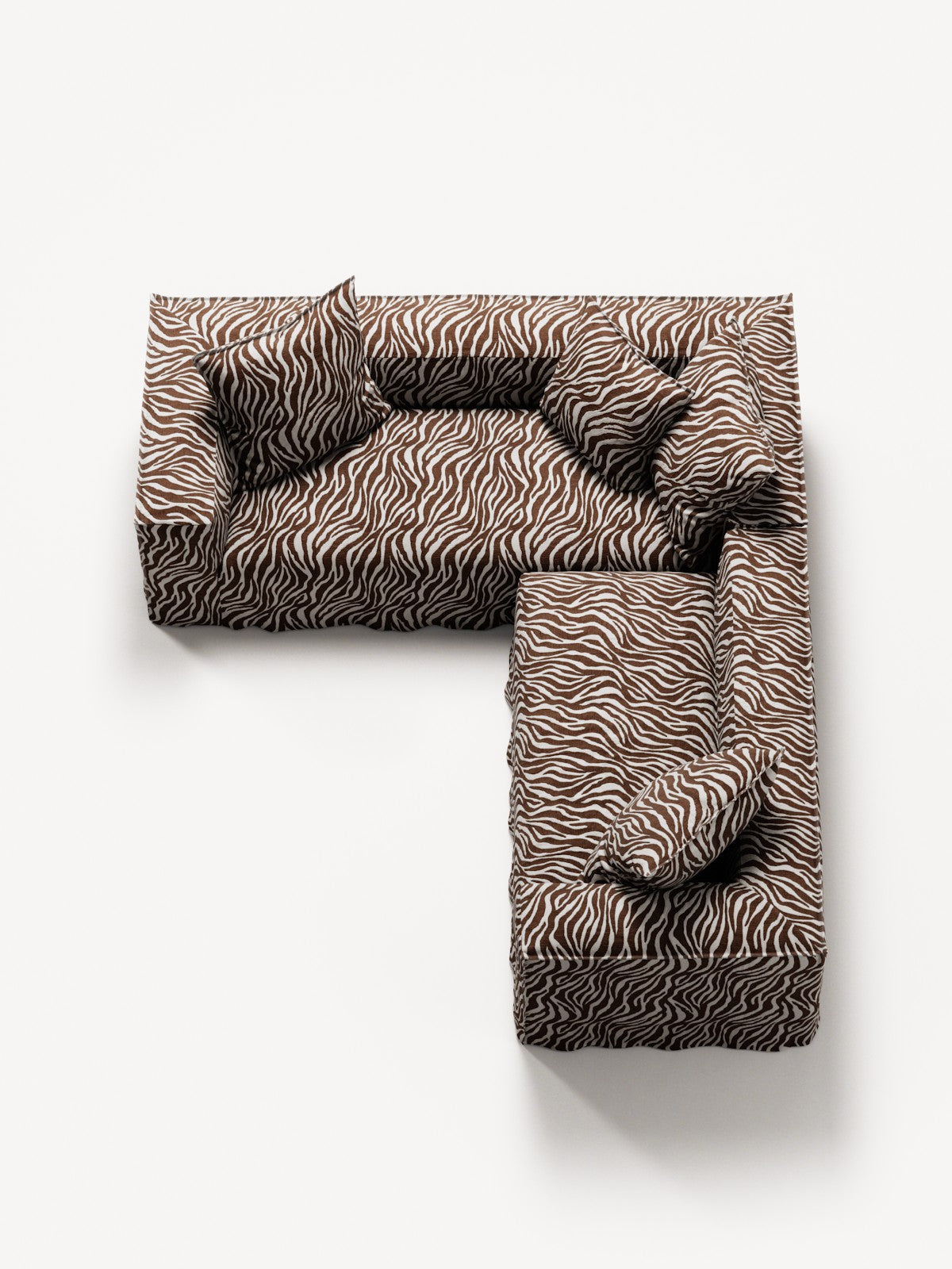 NOMAD - 4 Seat Corner - Left - Chenille Jacquard Zebra Brown White