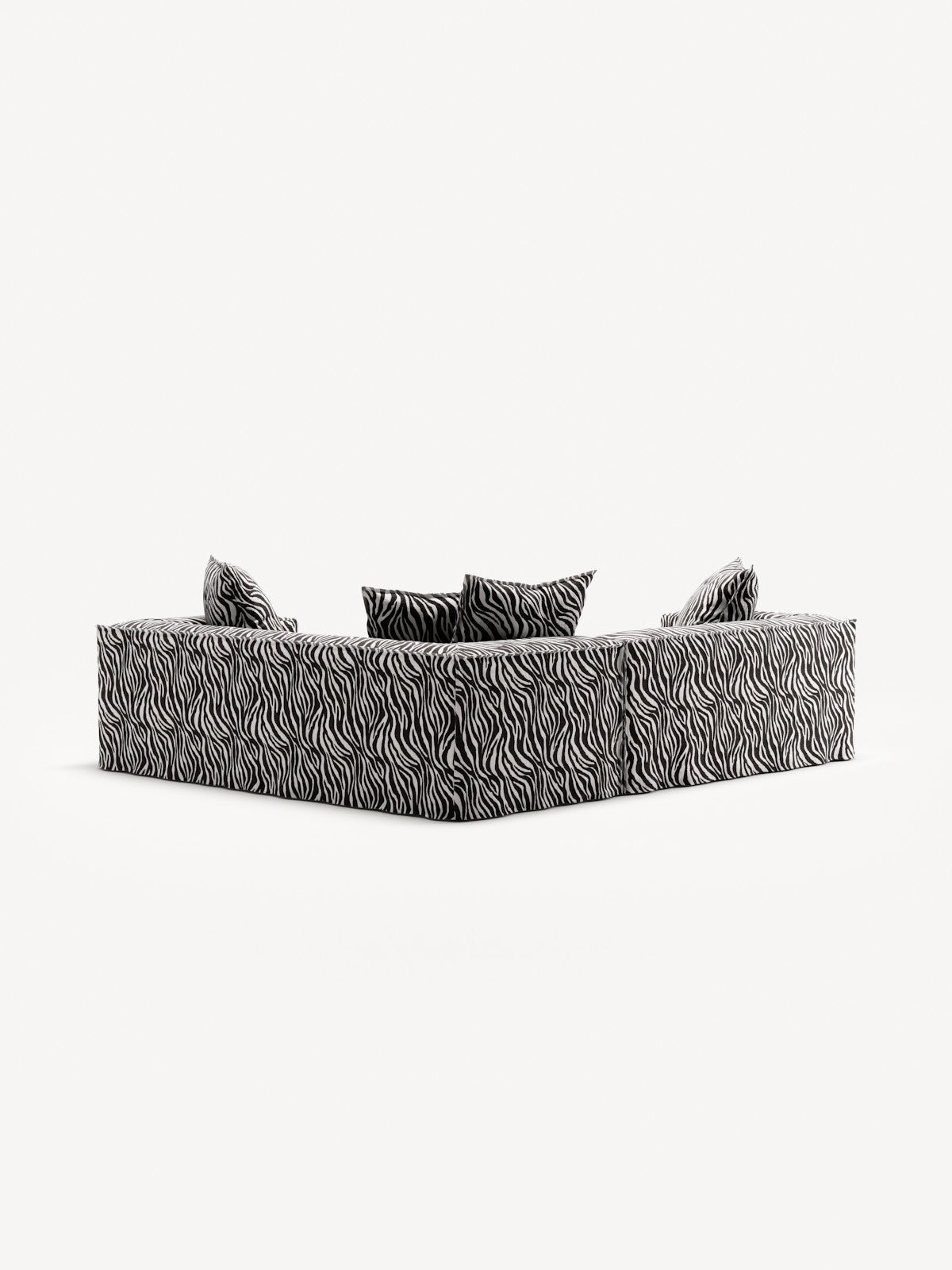 NOMAD - 4 Seat Corner - Right - Chenille Jacquard Zebra Black White