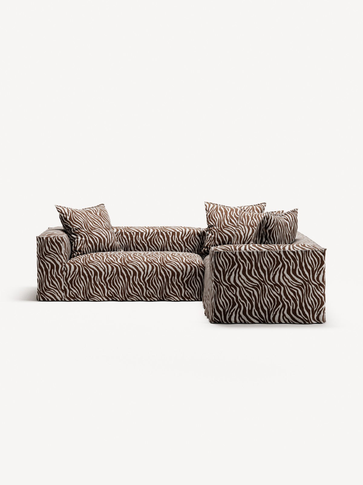 NOMAD - 4 Seat Corner - Right - Chenille Jacquard Zebra Brown White