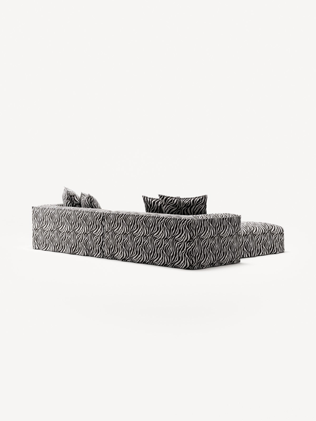 NOMAD - 4 Seater with Pouf - Chenille Jacquard Zebra Black White