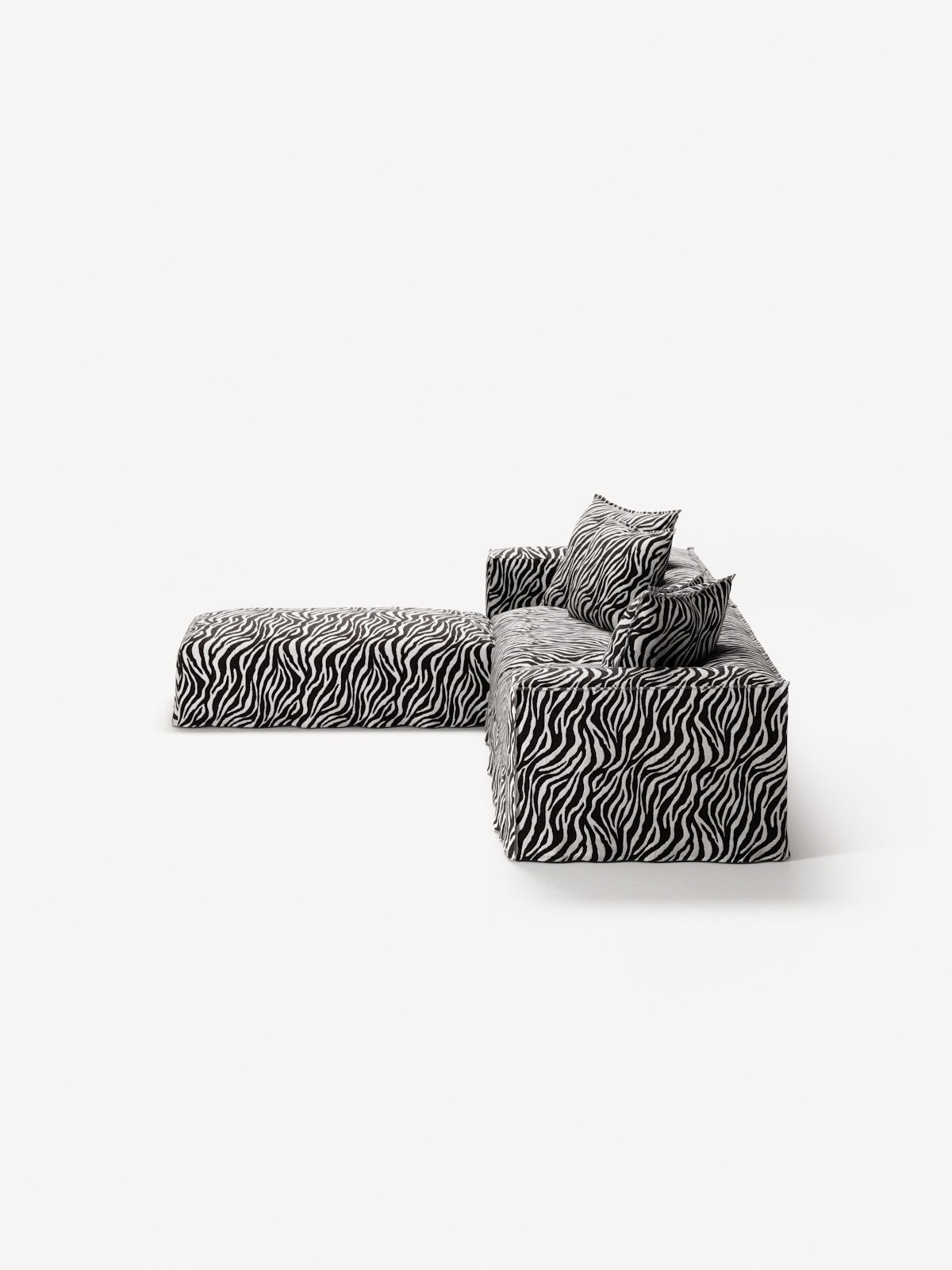 NOMAD - 4 Seater with Pouf - Chenille Jacquard Zebra Black White