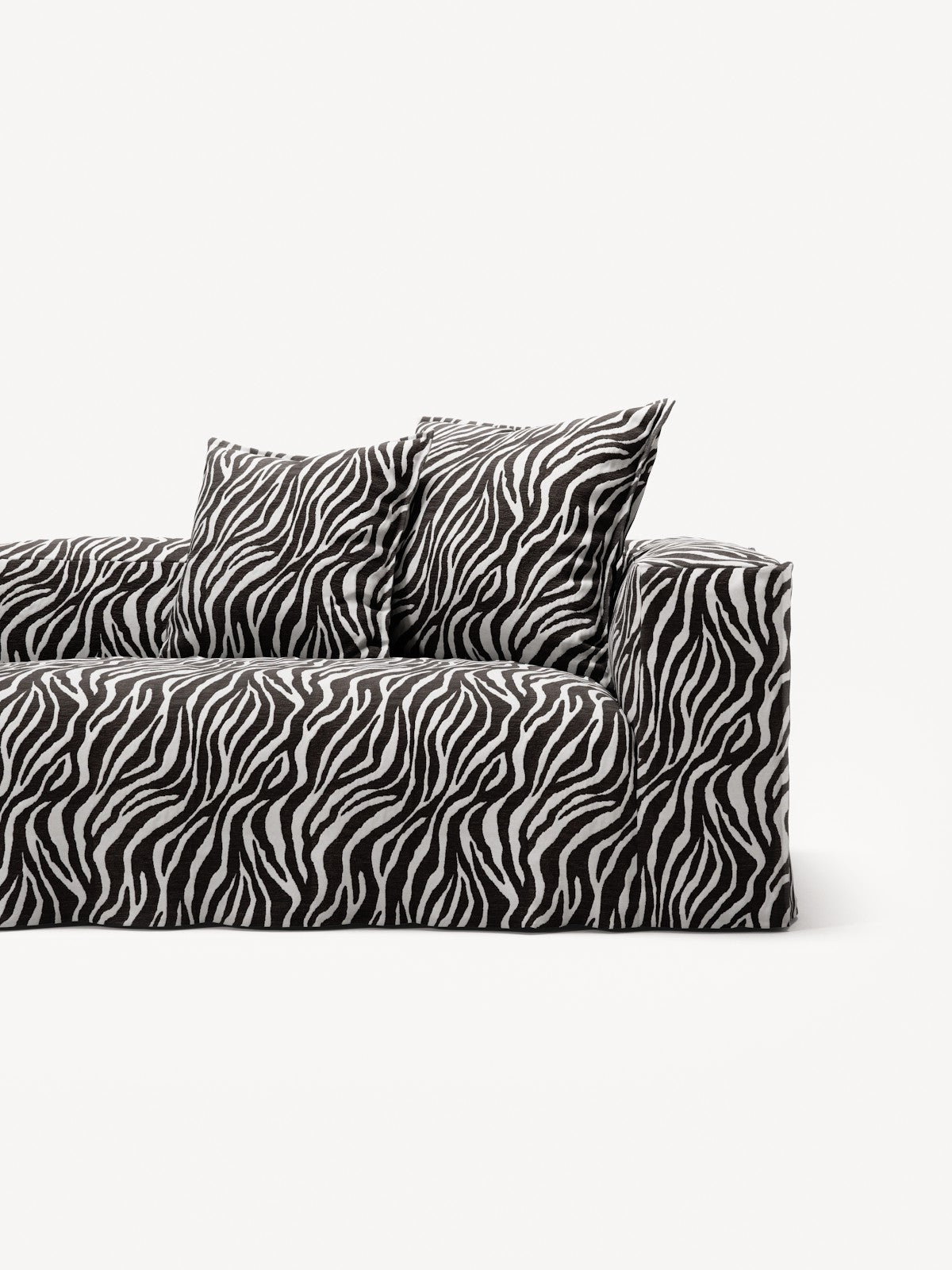 NOMAD - 4 Seater with Pouf - Chenille Jacquard Zebra Black White