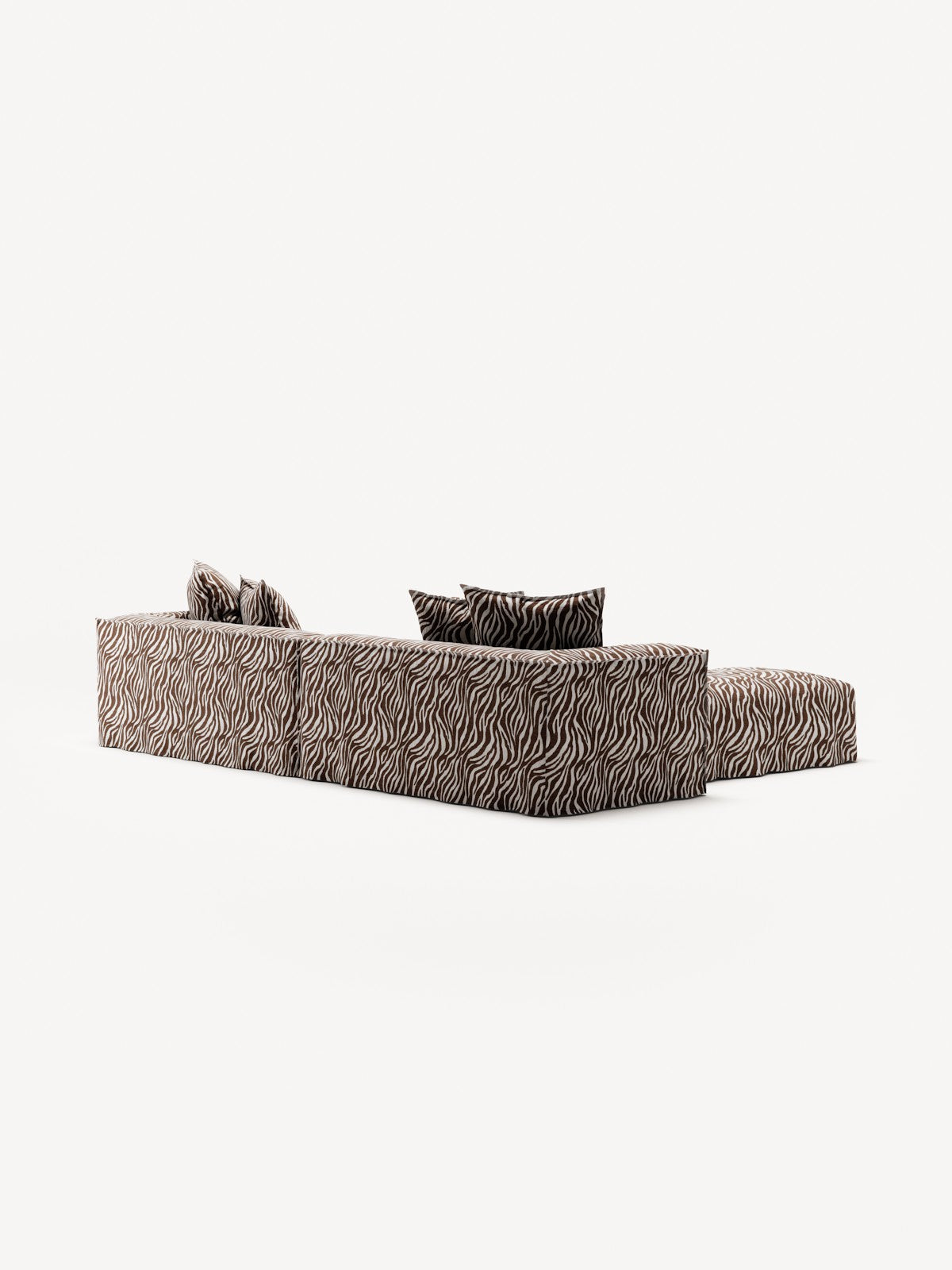 NOMAD - 4 Seater with Pouf - Chenille Jacquard Zebra Brown White
