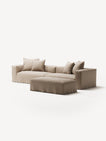 NOMAD - 4 Seater with Pouf - Brushed Cotton Sandy Beige