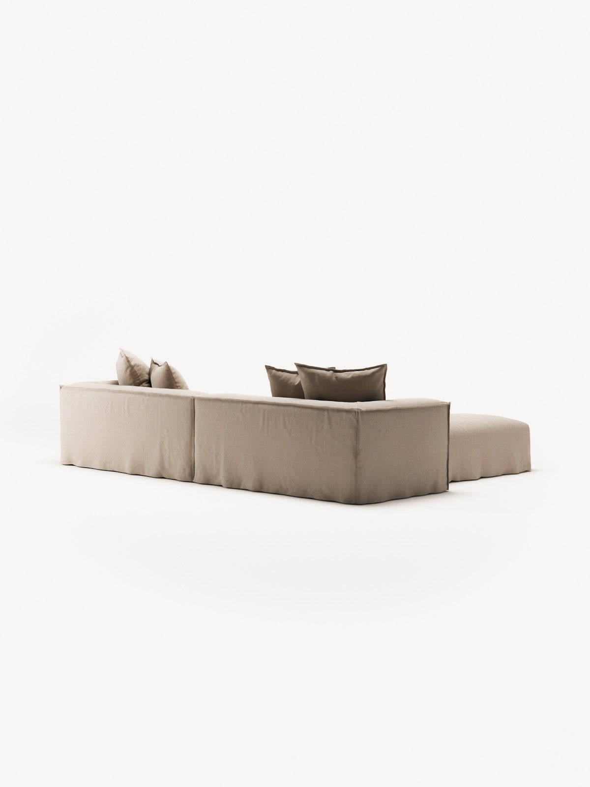 NOMAD - 4 Seater with Pouf - Brushed Cotton Sandy Beige