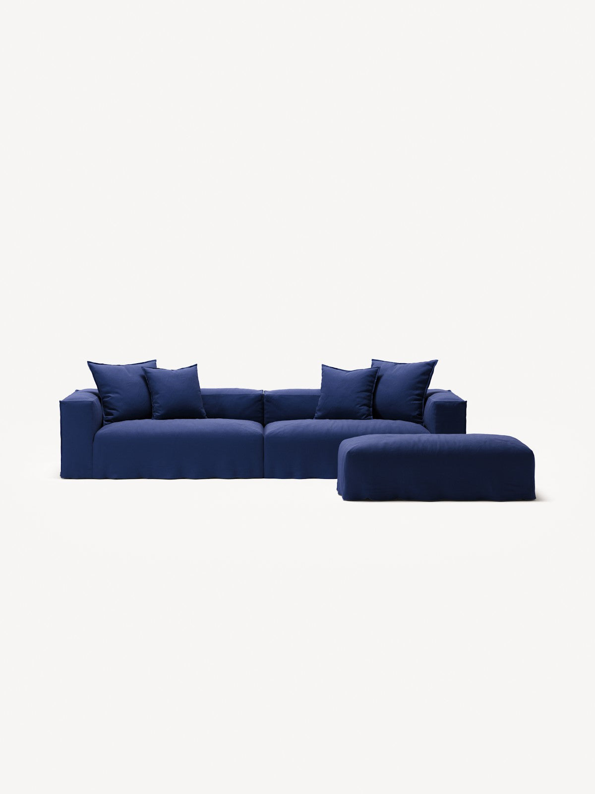 NOMAD - 4 Seater with Pouf - Brushed Cotton Dark Blue