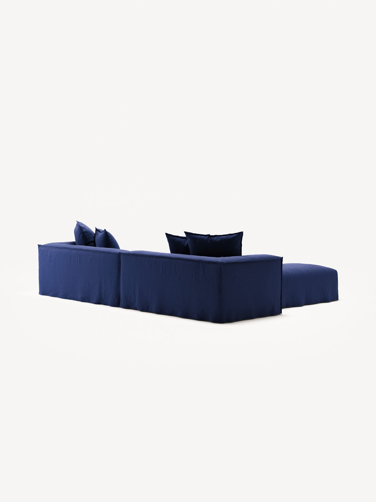 NOMAD - 4 Seater with Pouf - Brushed Cotton Dark Blue