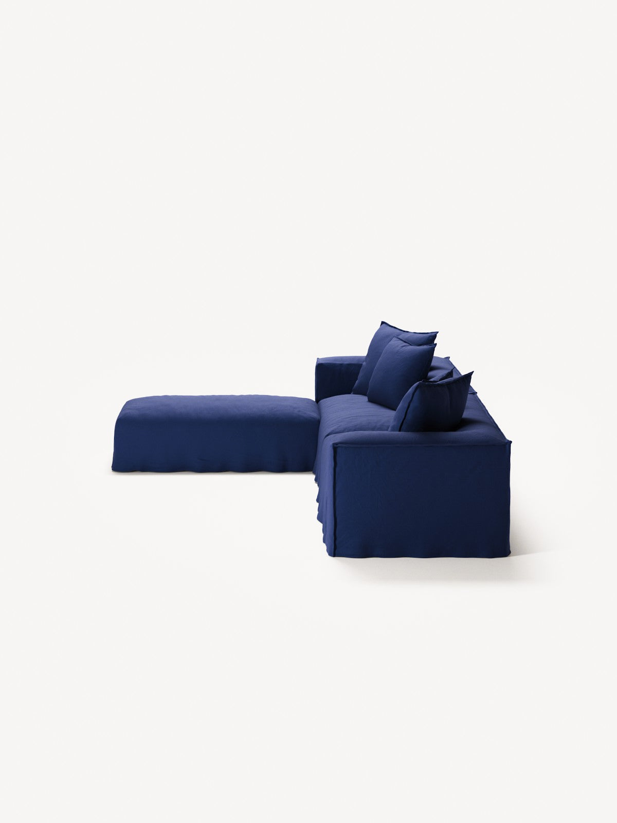 NOMAD - 4 Seater with Pouf - Brushed Cotton Dark Blue