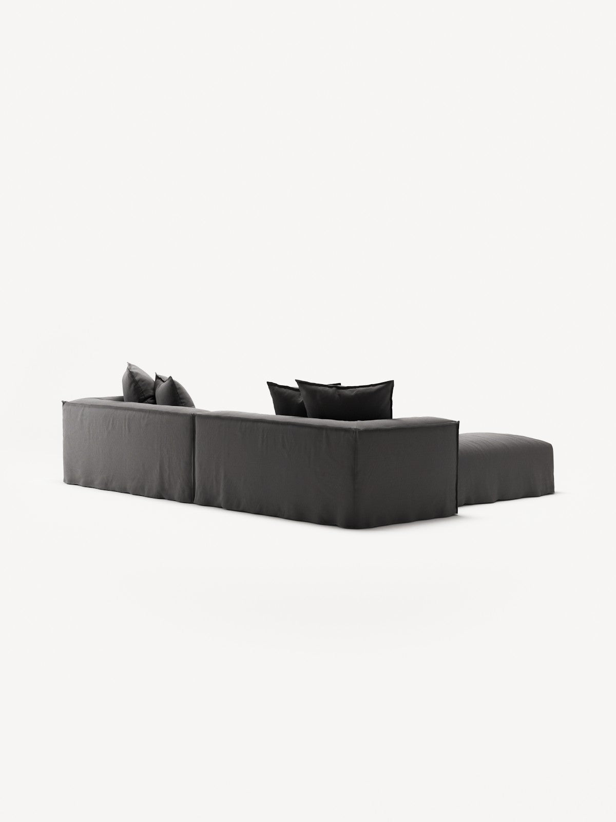 NOMAD - 4 Seater with Pouf - Brushed Cotton Dark Gray