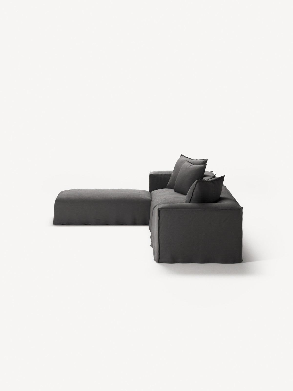 NOMAD - 4 Seater with Pouf - Brushed Cotton Dark Gray