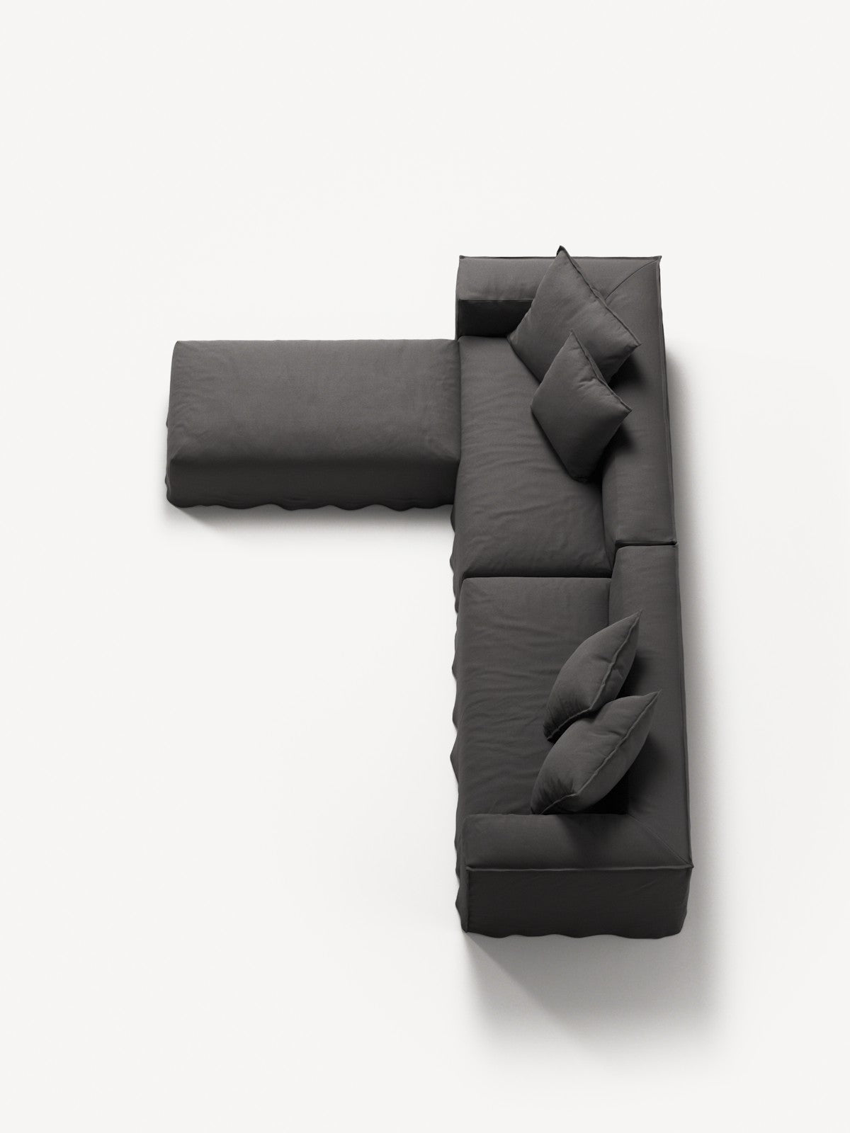 NOMAD - 4 Seater with Pouf - Brushed Cotton Dark Gray
