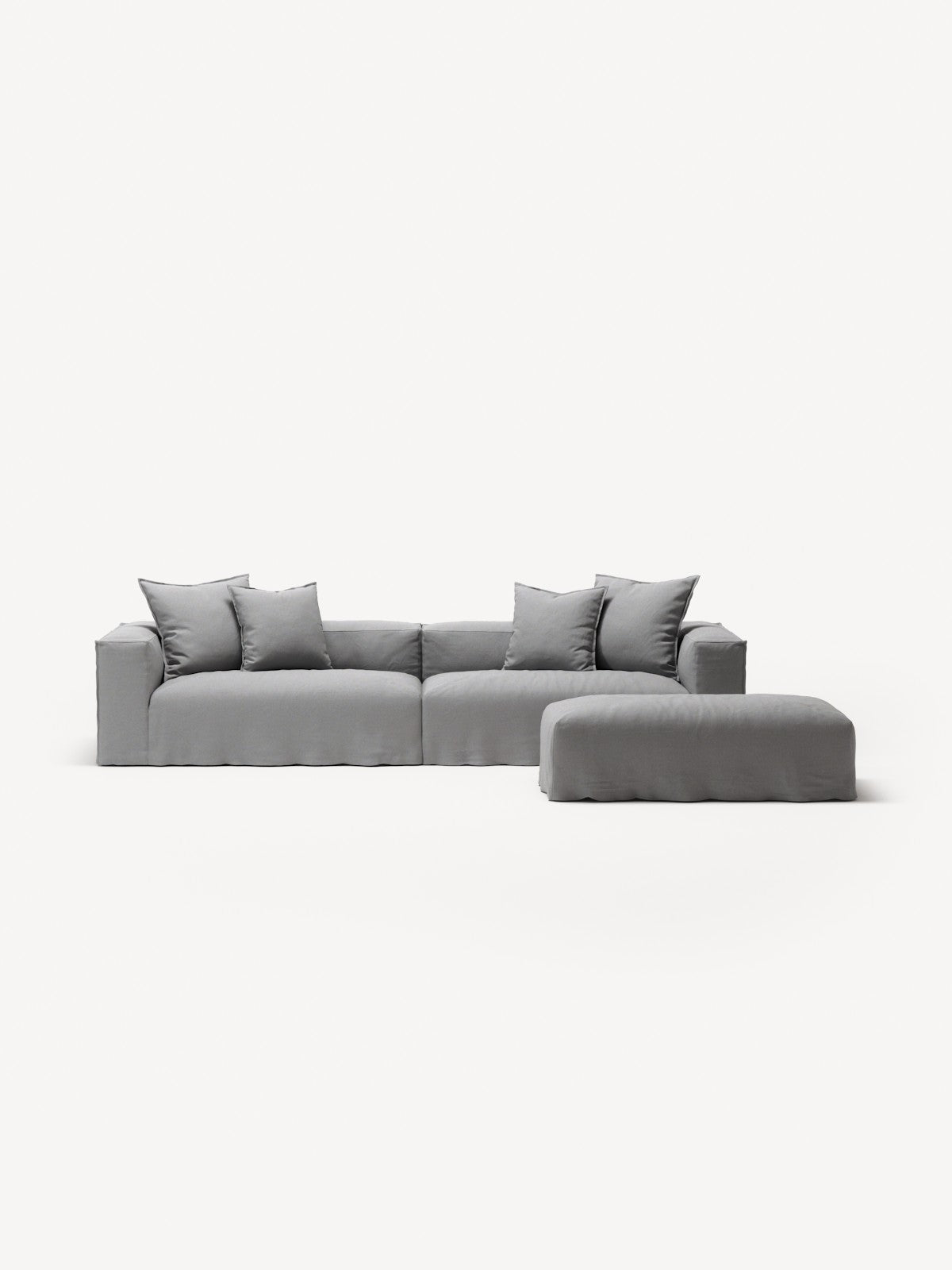 NOMAD - 4 Seater with Pouf - Brushed Cotton Light Gray