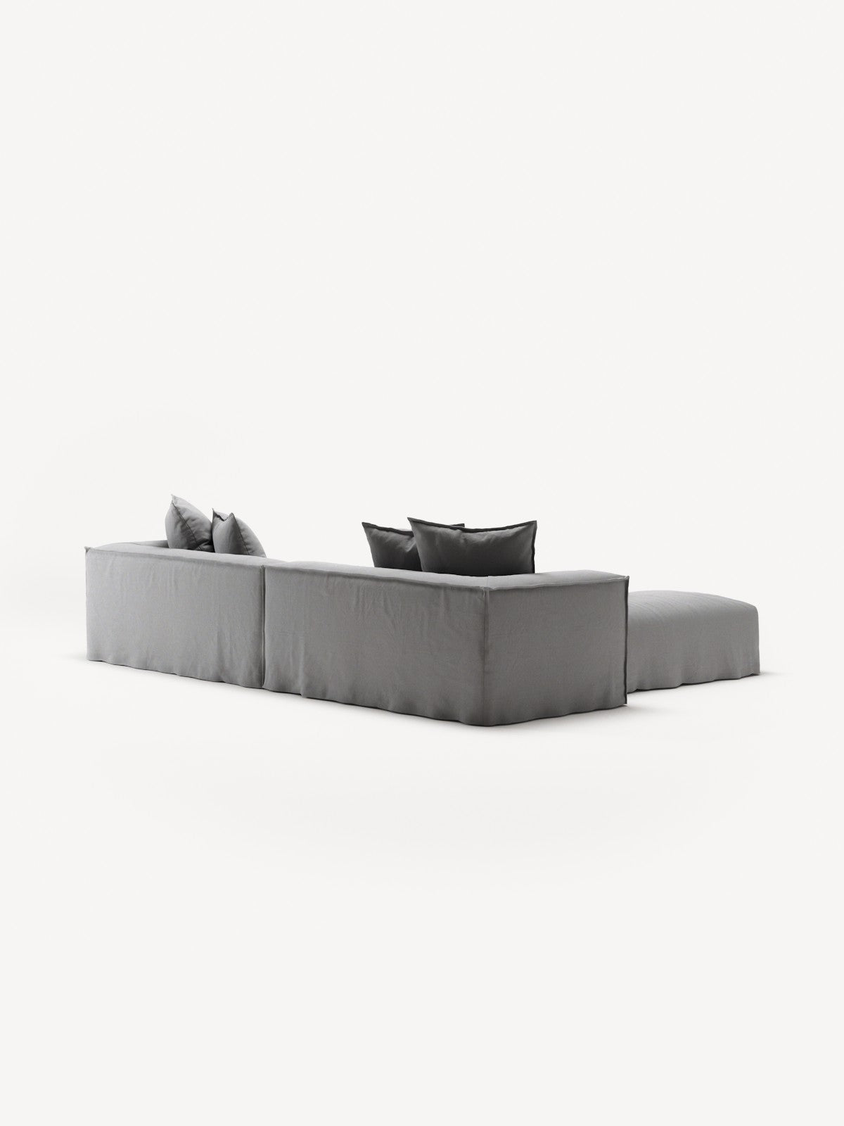 NOMAD - 4 Seater with Pouf - Brushed Cotton Light Gray