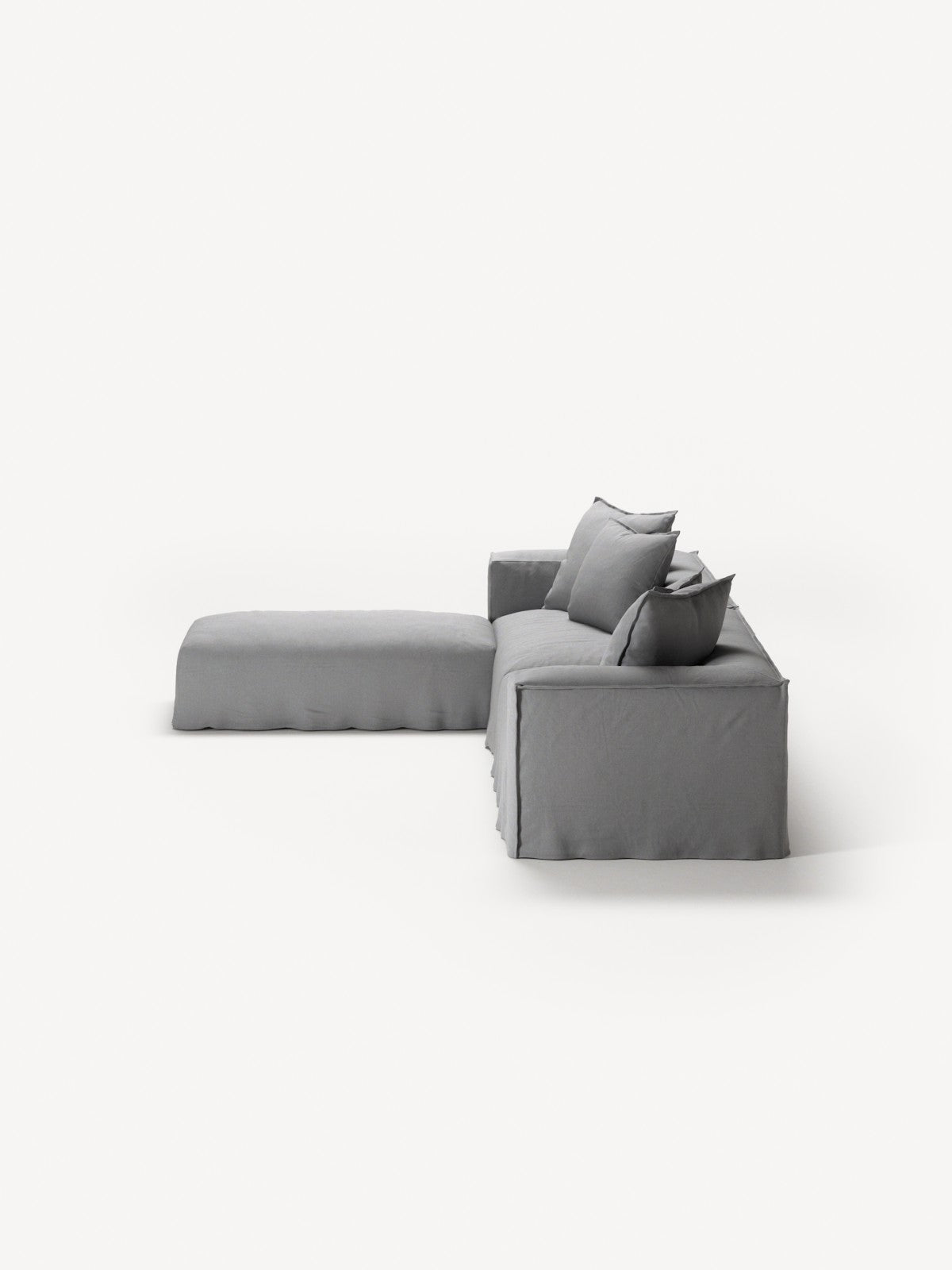 NOMAD - 4 Seater with Pouf - Brushed Cotton Light Gray