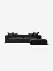 NOMAD - 4 Seater with Pouf - Pure Linen Dark Charcoal