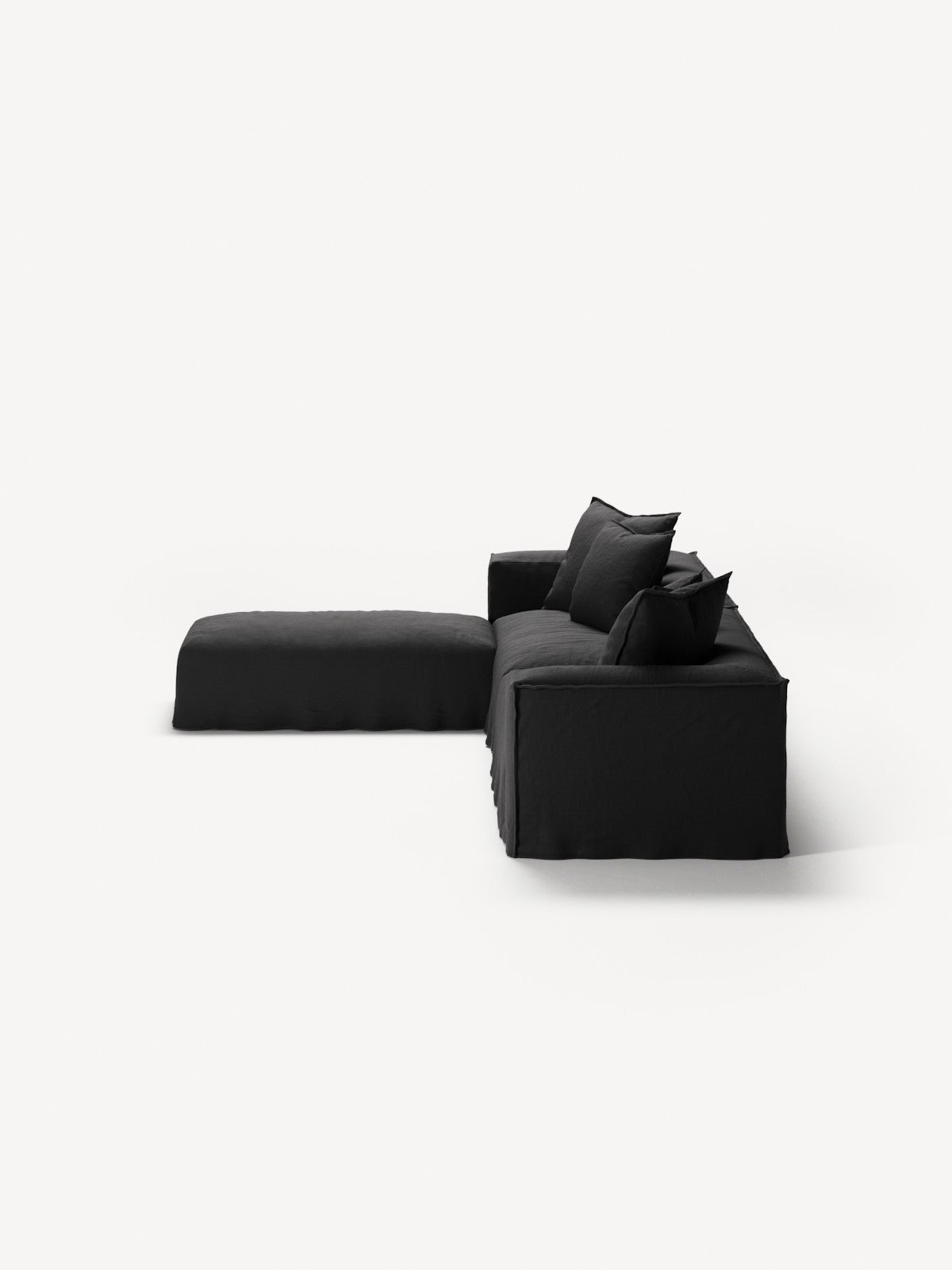 NOMAD - 4 Seater with Pouf - Pure Linen Dark Charcoal