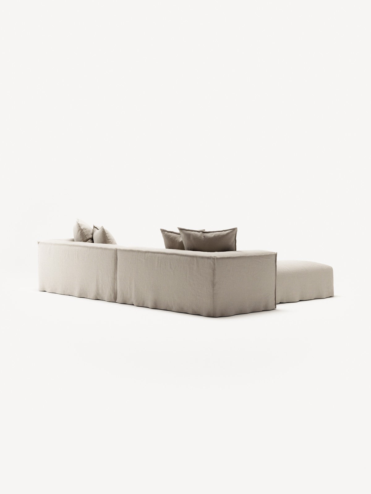 NOMAD - 4 Seater with Pouf - Pure Linen Off-White