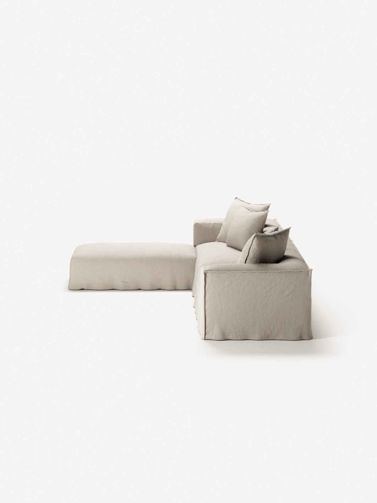 NOMAD - 4 Seater with Pouf - Pure Linen Off-White