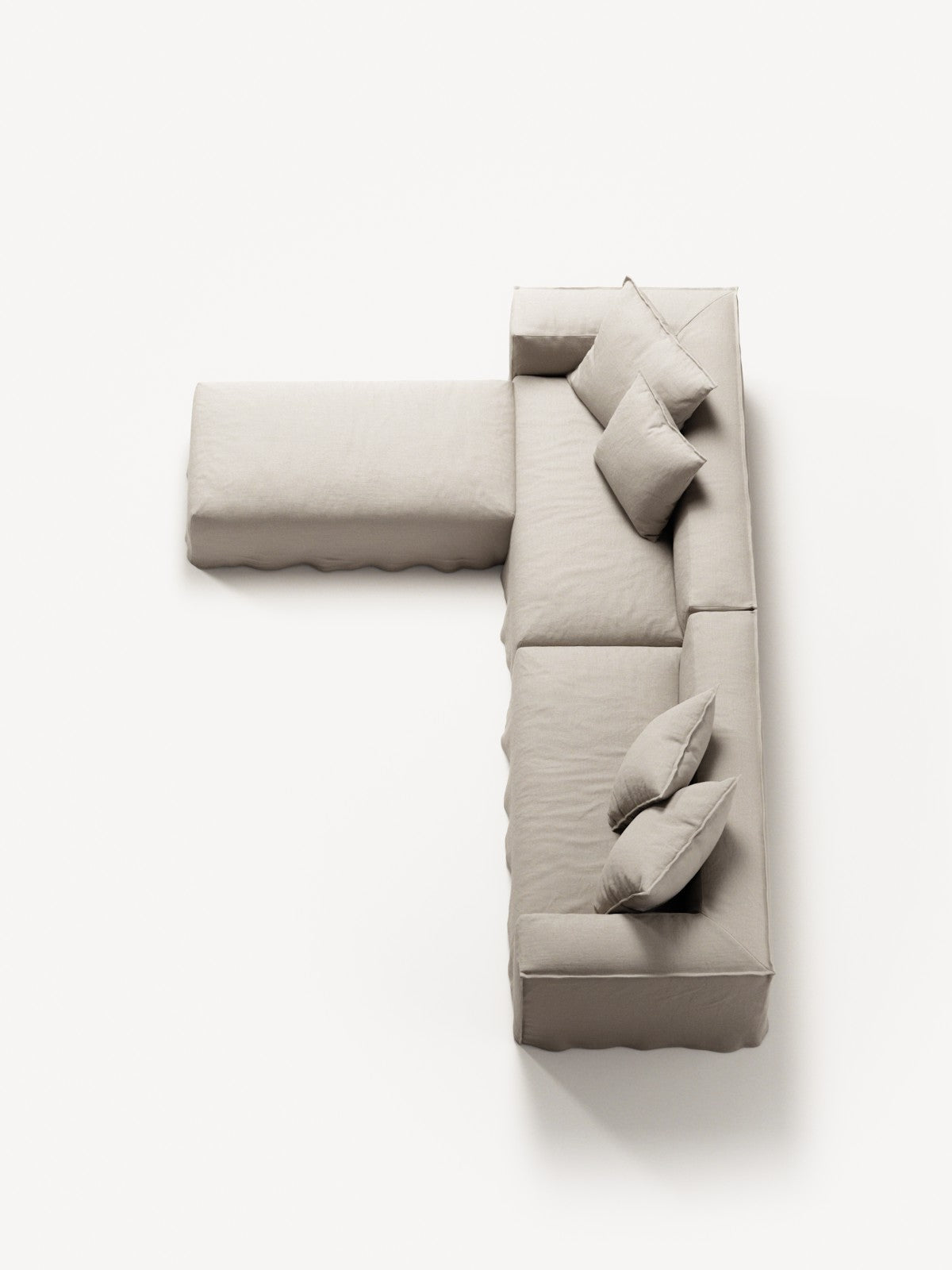 NOMAD - 4 Seater with Pouf - Pure Linen Off-White