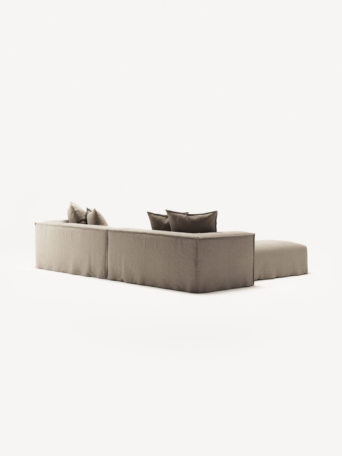 NOMAD - 4 Seater with Pouf - Pure Linen Sandy Beige