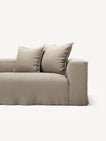 NOMAD - 4 Seater with Pouf - Pure Linen Sandy Beige