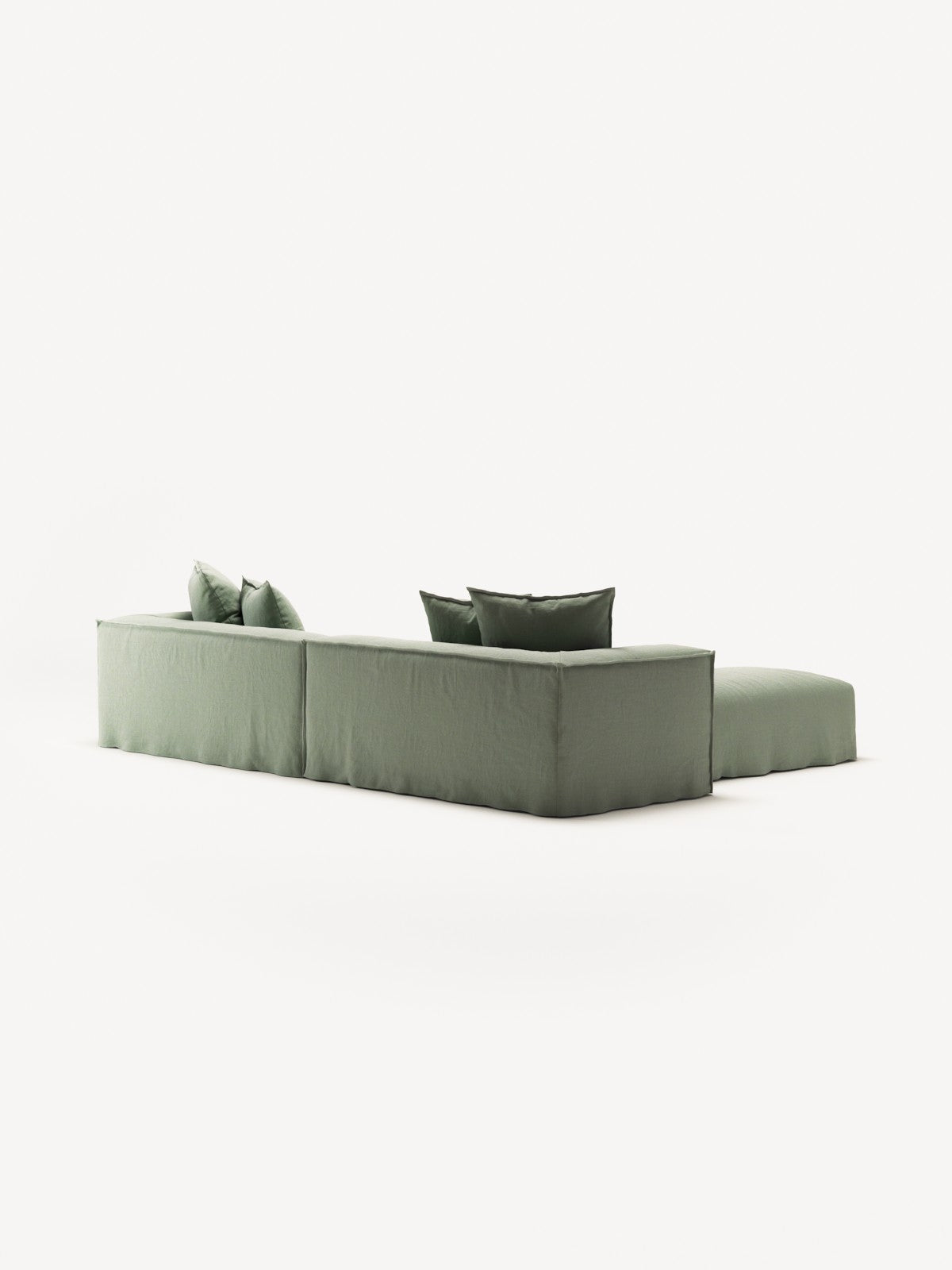 NOMAD - 4 Seater with Pouf - Pure Linen Vivid Green