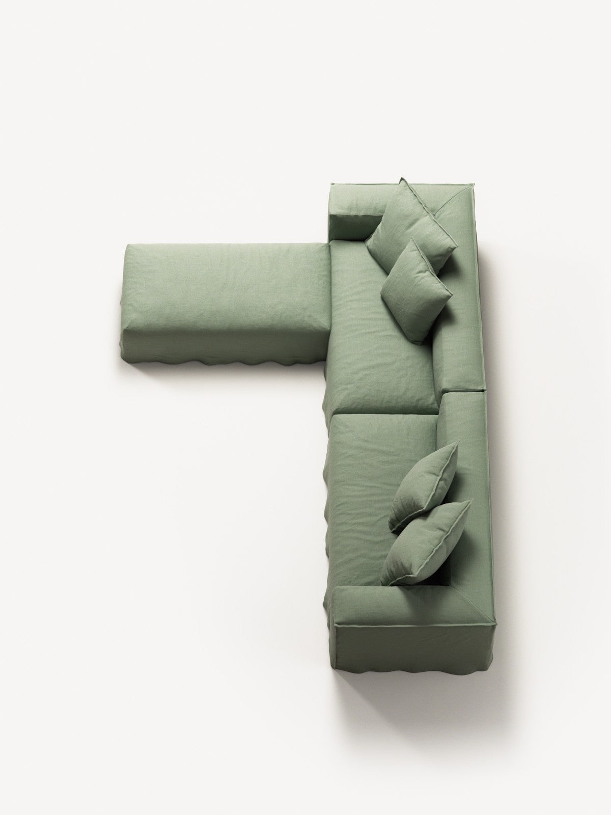 NOMAD - 4 Seater with Pouf - Pure Linen Vivid Green