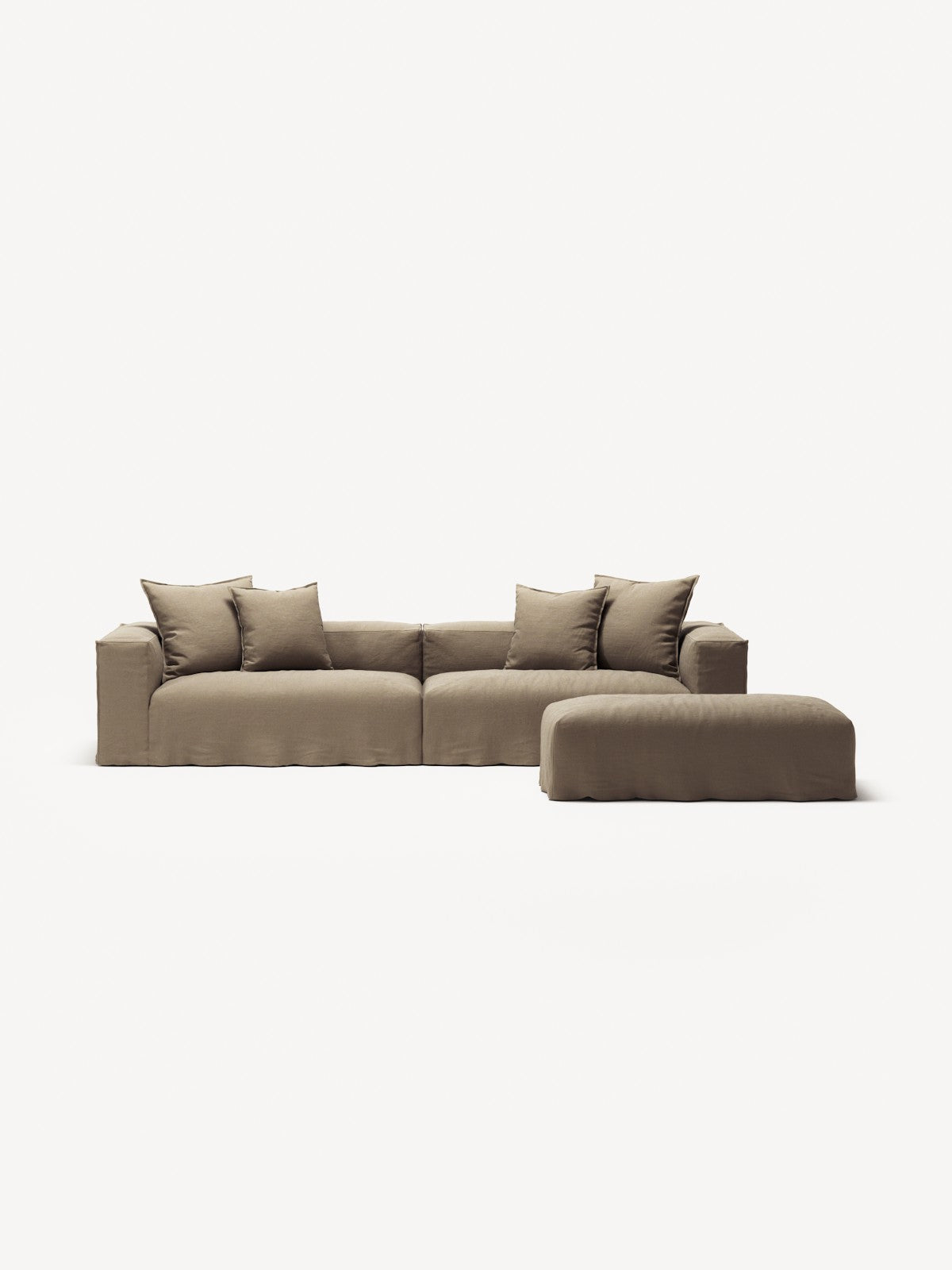 NOMAD - 4 Seater with Pouf - Pure Linen Natural
