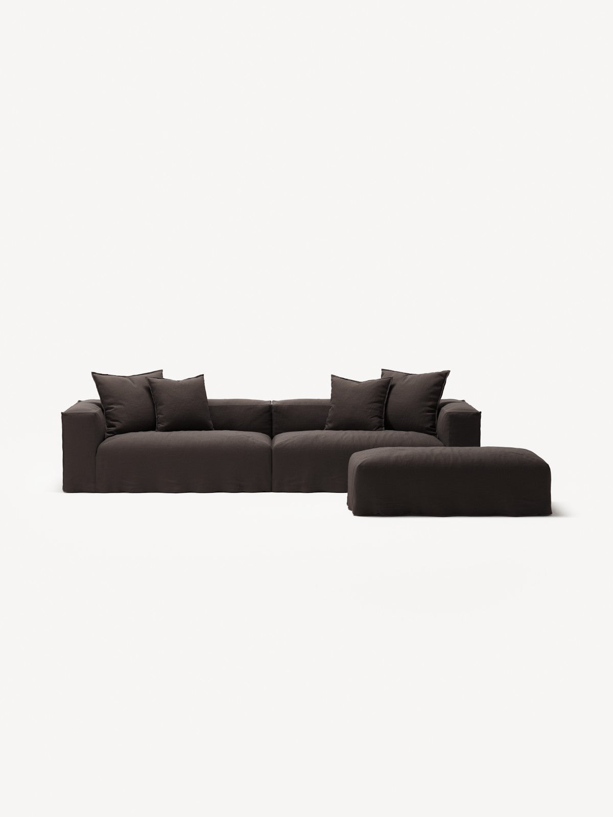 NOMAD - 4 Seater with Pouf - Pure Linen Truffle Brown
