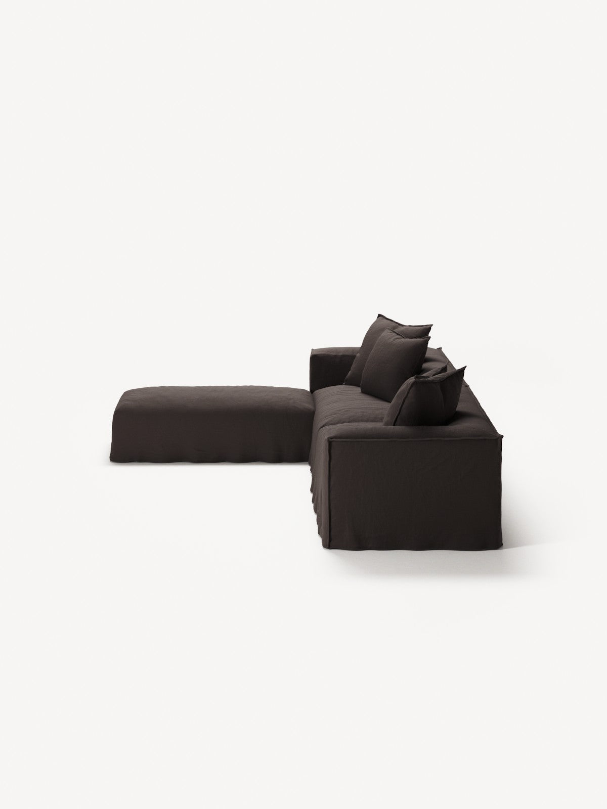 NOMAD - 4 Seater with Pouf - Pure Linen Truffle Brown