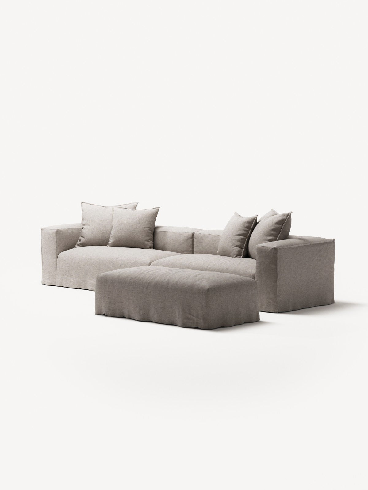 NOMAD - 4 Seater with Pouf - Textured Blend Beige