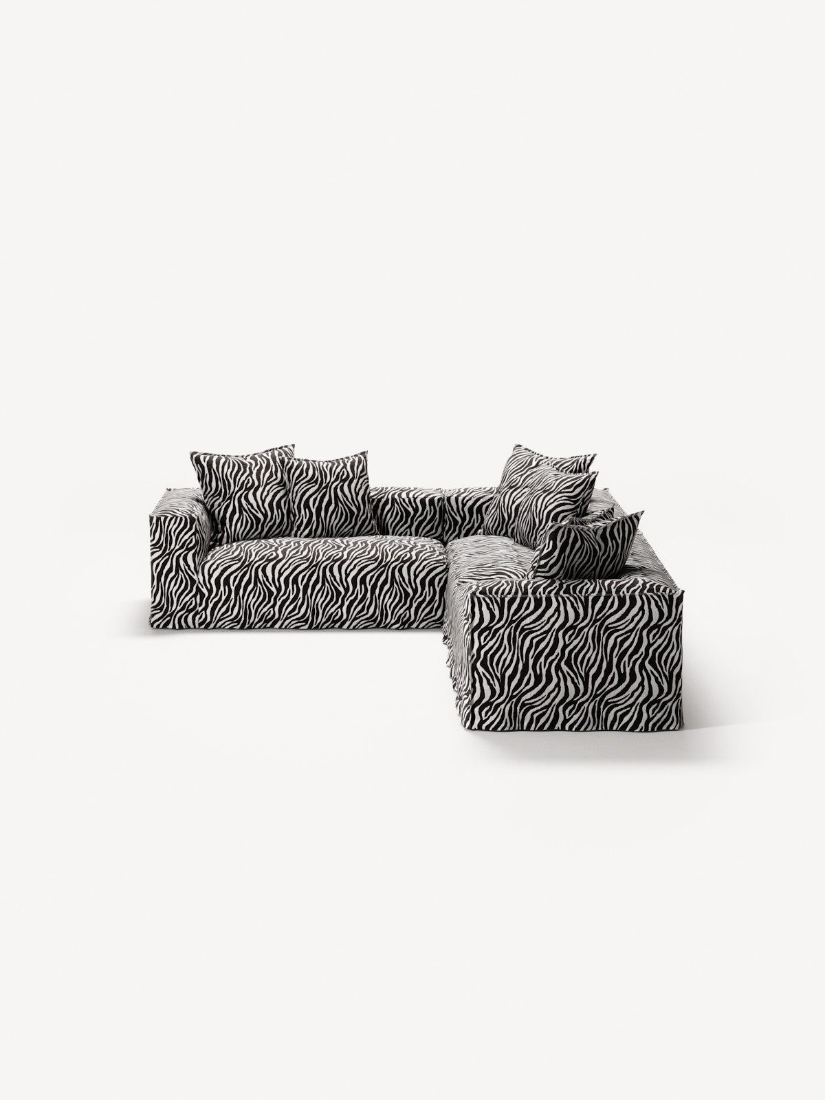 NOMAD - 5 Seat Corner - Left - Chenille Jacquard Zebra Black White